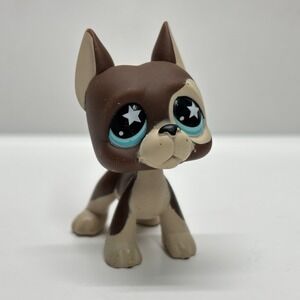 Littlest Pet Shop LPS #817 Great Dane Dog Blue Star Eyes Authentic Hasbro